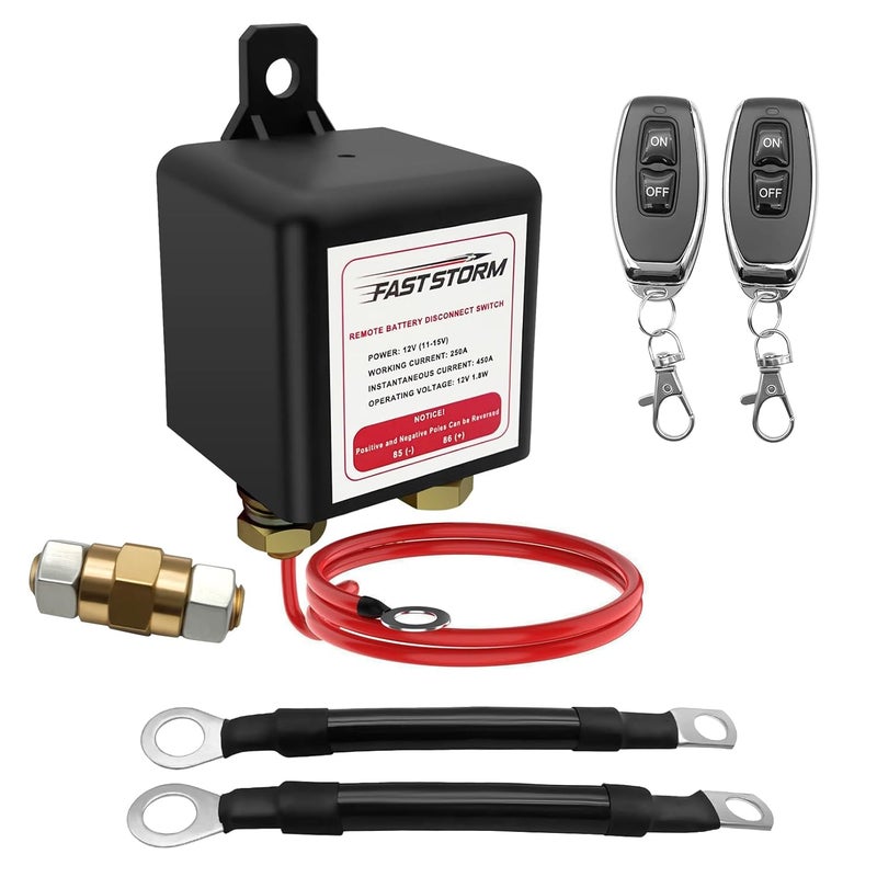 FASTSTORM Side Post Remote Battery Disconnect Switch 12V, 250A Negative Battery Cut Off Switch Anti-Theft Kill Switch Kit Upgrade Prevent Battery Drain for Car Truck, RV Auto, Boat,Vehicle etc - Image 1